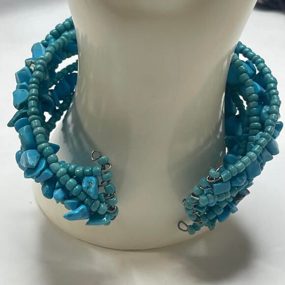 wrap bracelet turquoise colored blue stone micro beaded trendy bohemian boho - Picture 4 of 10